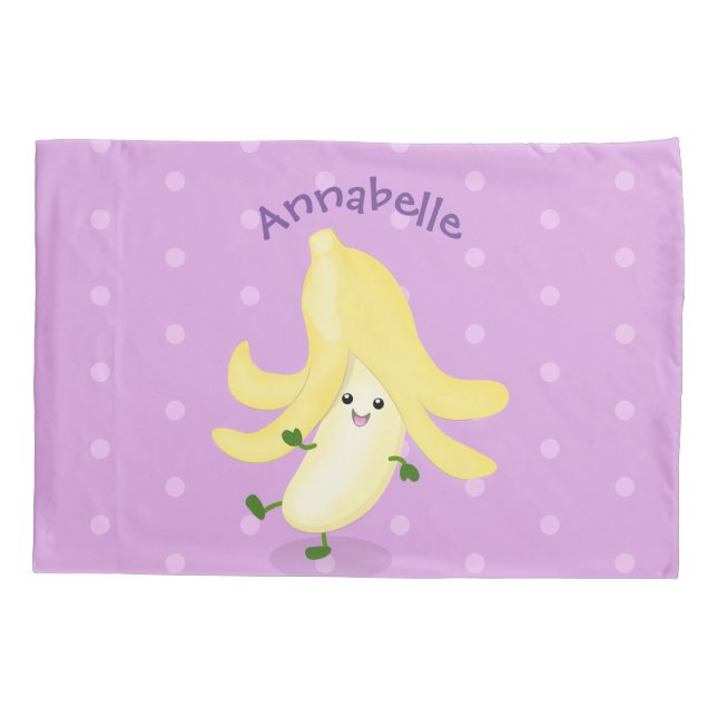 Cute kawaii banana cartoon pillow case (Back)
