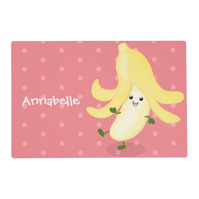Cute kawaii banana cartoon placemat (Front)