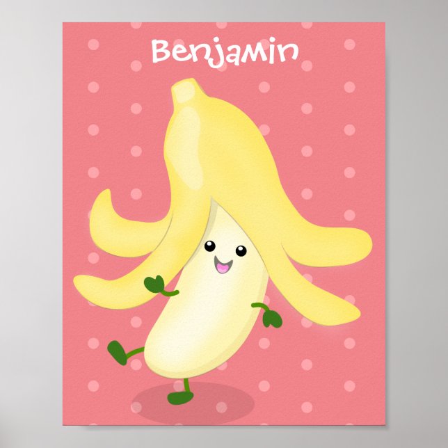Cute kawaii banana cartoon poster (Front)