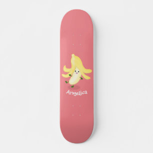 Cute kawaii banana cartoon skateboard