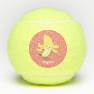 Cute kawaii banana cartoon tennis balls