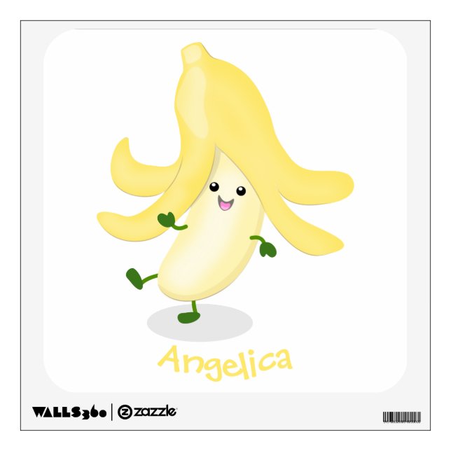 Cute kawaii banana cartoon wall decal (Front)