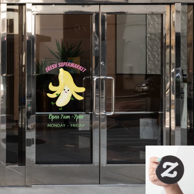 Cute kawaii banana cartoon window cling (Office Door)