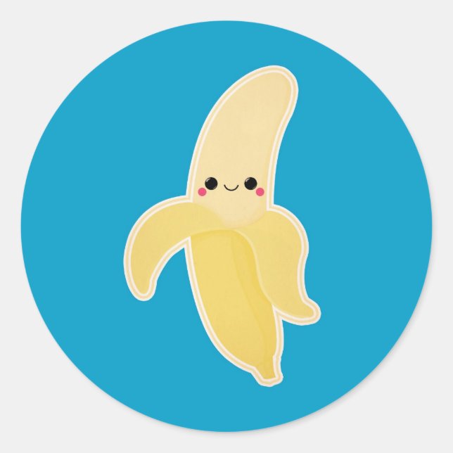 Cute Kawaii Banana Classic Round Sticker (Front)