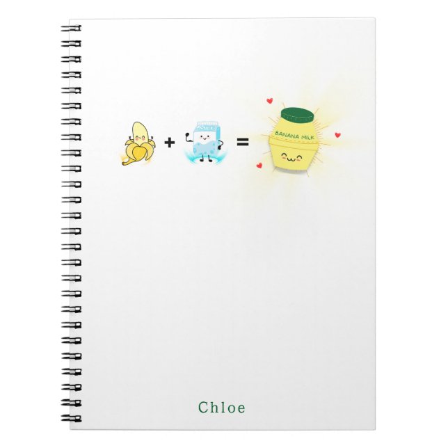 Cute Kawaii Banana Milk Personalized Notebook (Front)
