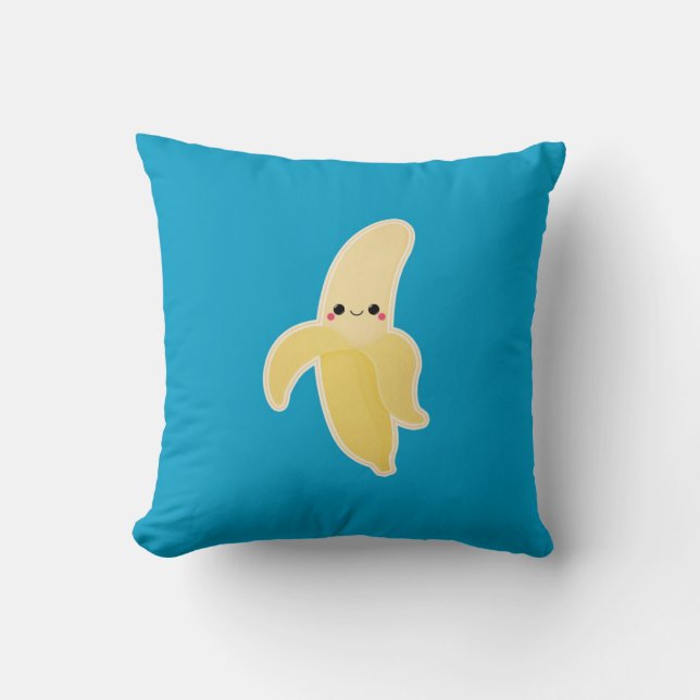 Cute Kawaii Banana Throw Pillow (Front)