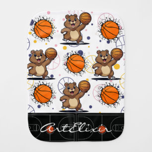 Cute Kawaii Basketball Gopher Print Baby Burp Cloth