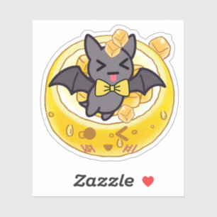 Cute Kawaii Bat and Icy Lemon Bowl Sticker
