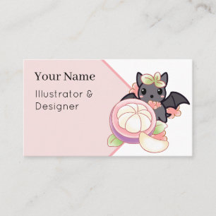 Cute Kawaii Bat with Exotic Mangosteen Business Card