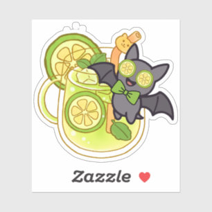 Cute Kawaii Bat with Lemonade Cocktail Sticker