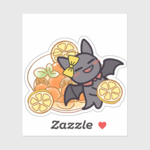 Cute Kawaii Bat with Meatball Soup Sticker