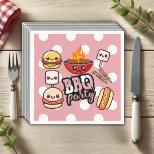 Cute Kawaii BBQ Party Baby Shower Napkins