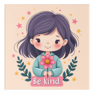 Cute Kawaii "Be Kind" Illustration Acrylic Print