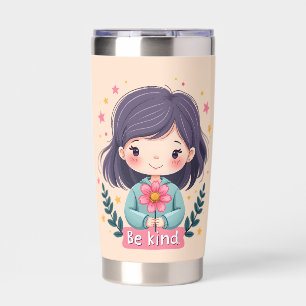 Cute Kawaii "Be Kind" Illustration Insulated Tumbler