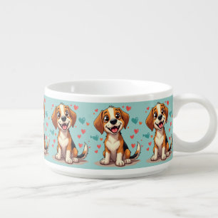 Cute Kawaii Beagle with Hearts Playful Dog Bowl