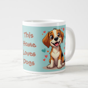 Cute Kawaii Beagle with Hearts Playful Dog Giant Coffee Mug