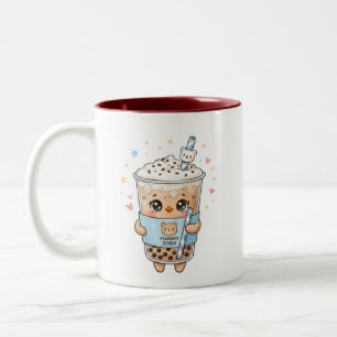 Cute Kawaii Bear Bubble Tea "Yummy Boba" Two-Tone Coffee Mug