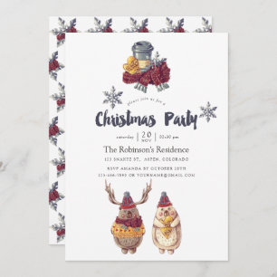 Cute Kawaii Bear Christmas Holiday Party Invitation