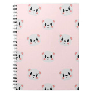Cute Kawaii Bear Face Pattern on Pastel Pink Notebook