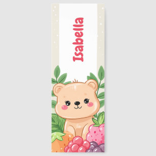 Cute Kawaii Bear With Berries Personalized Bookmarks