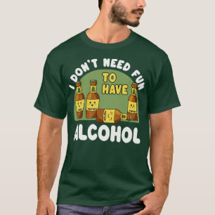 Cute Kawaii Beer Bottles Funny Alcohol Saying T-Shirt