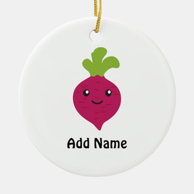 Cute Kawaii Beet Ceramic Ornament (Front)