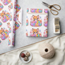 Cute Kawaii Best Wishes Fox Name Pastel Pink Flora