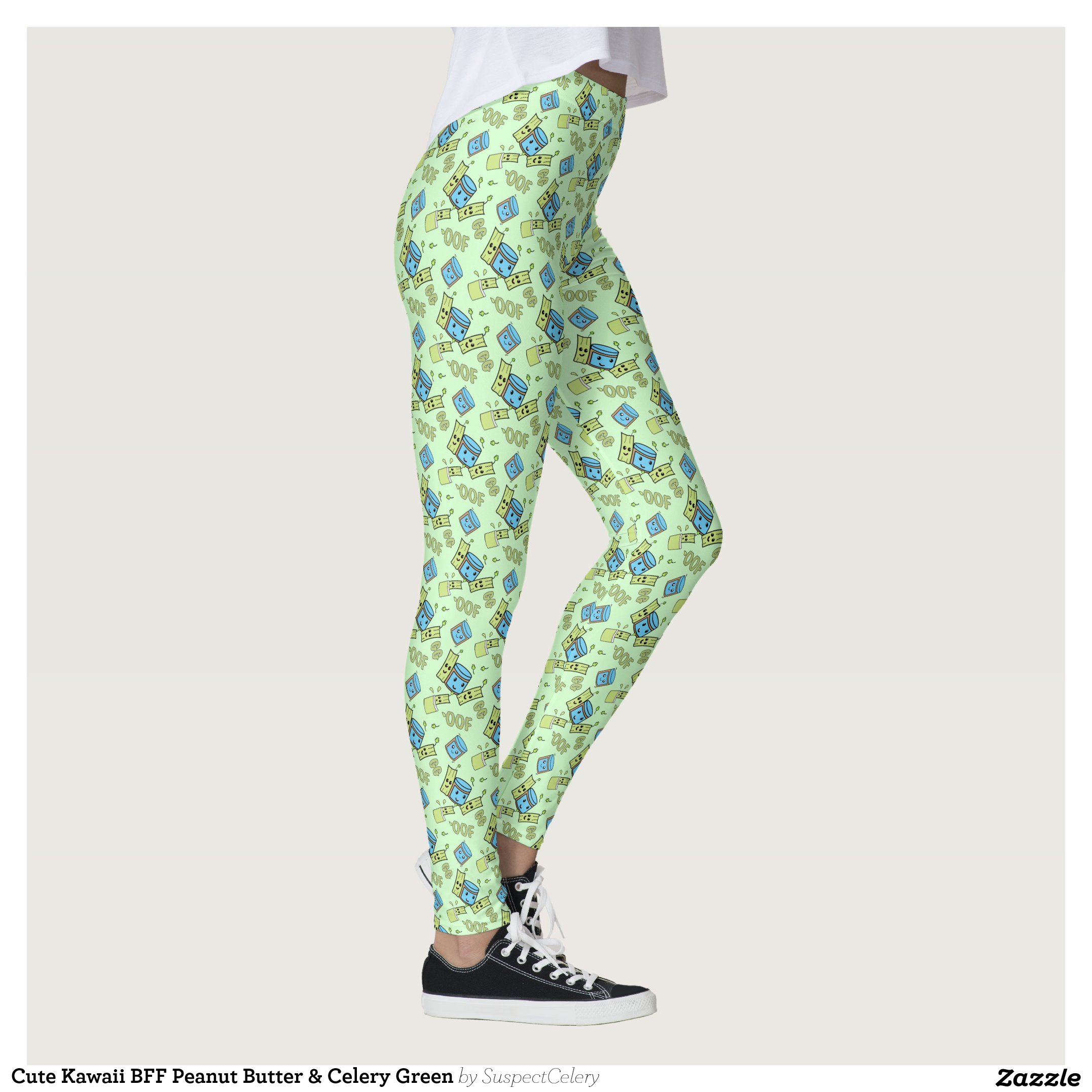 Cute Kawaii BFF Peanut Butter & Celery Green... Yoga Pants Designs