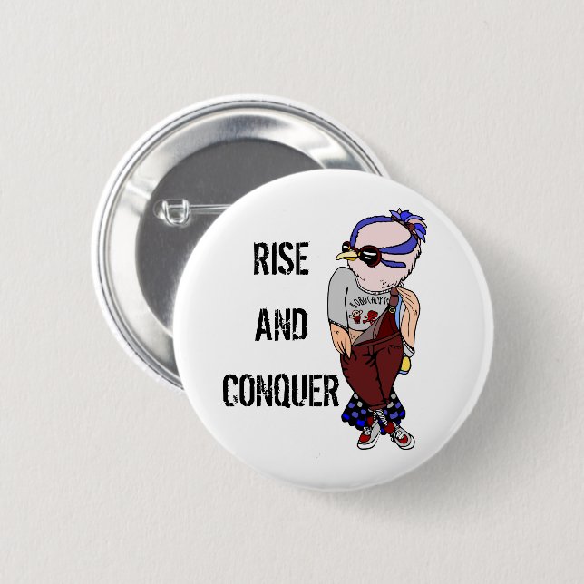 Cute Kawaii Bird Rise Up Inspirational Quote Button (Front & Back)
