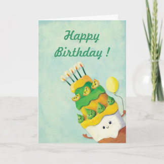 Cute Kawaii Birthday Cake Card