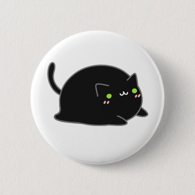 Cute Kawaii Black Cat Button (Front)