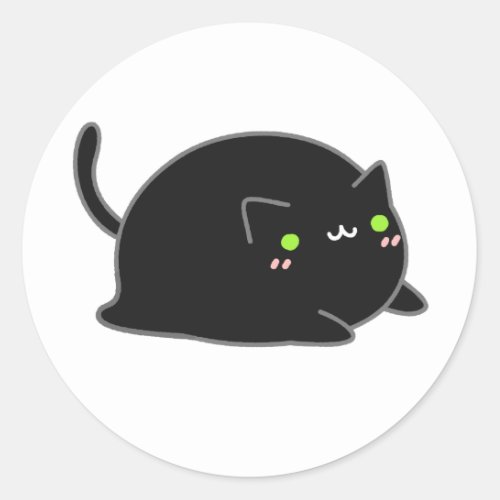 Cute Kawaii Black Cat Classic Round Sticker
