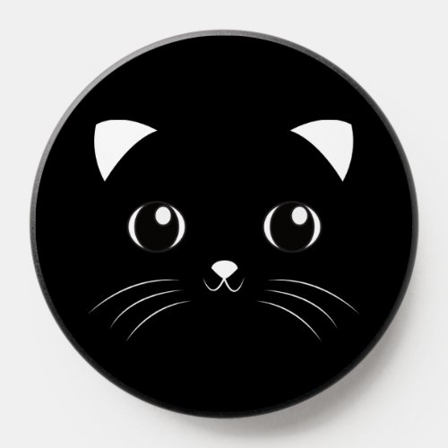 Cute Kawaii Black Cat face outline PopSocket