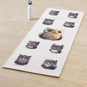 Cute Kawaii Black Owl Children's Yoga Mat