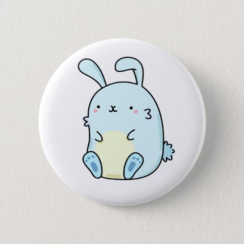 Cute Kawaii Blue Bunny Button