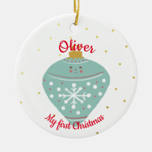 Cute Kawaii Blue Ornament Baby First Christmas