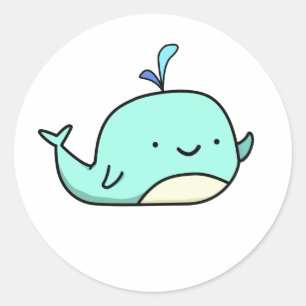 Cute Kawaii Blue Whale Classic Round Sticker