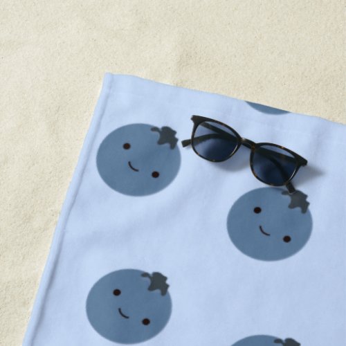 Cute Kawaii Blueberry Pattern Beach Towel