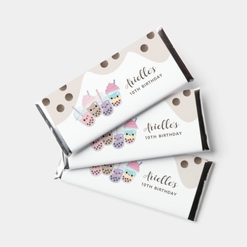 Cute Kawaii Boba Bubble Tea Edible Invitation Hershey Bar Favors