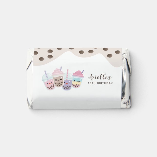Cute Kawaii Boba Bubble Tea Edible Invitation Hershey's Miniatures (Front)