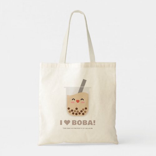 Cute Kawaii Boba Bubble Tea Personalized Tote Bag