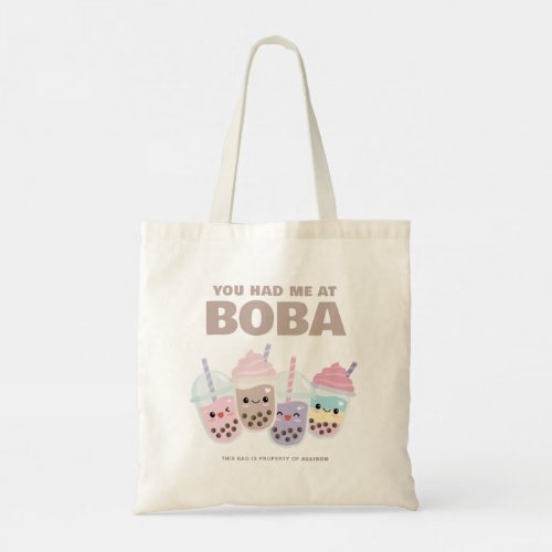 Cute Kawaii Boba Bubble Tea Tote Bag