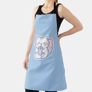 Cute Kawaii Boba Cat Bubble Tea Barista Apron