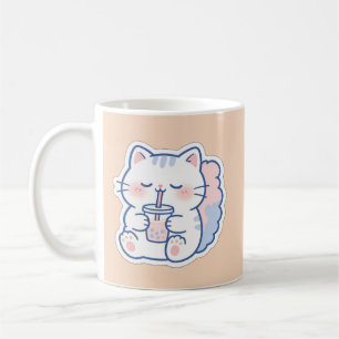 Cute Kawaii Boba Cat Bubble Tea Coffee Mug