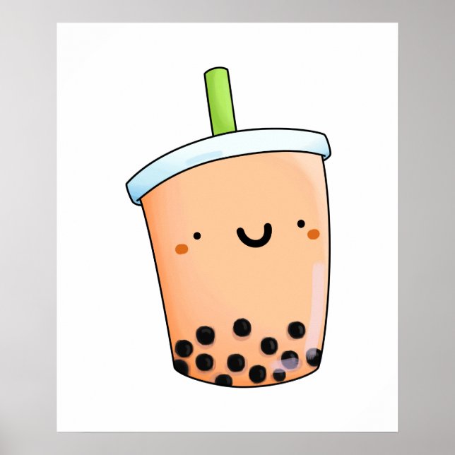Cute Kawaii Boba Tea Poster (Front)