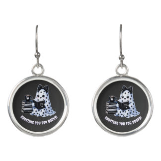 Cute Kawaii Bookish Ghost Earrings