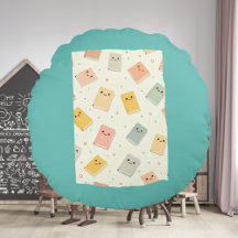 Cute Kawaii Books Round Pillow