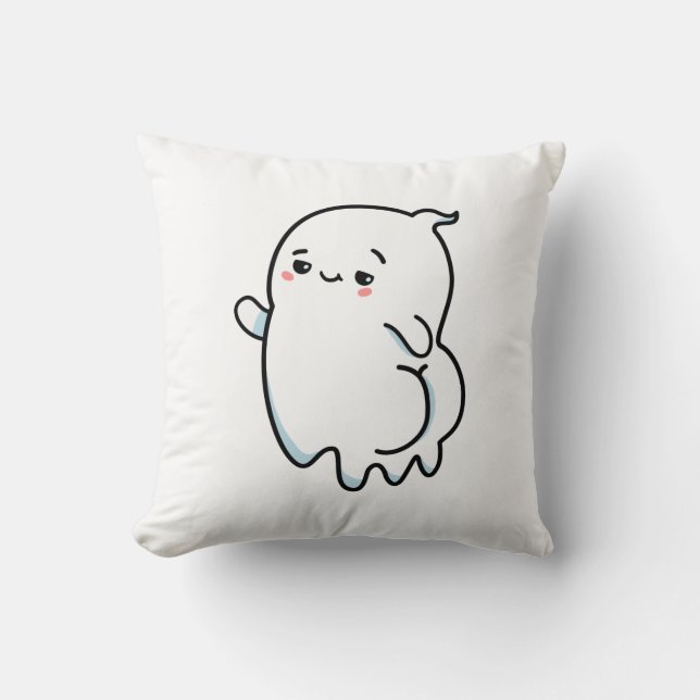 Cute Kawaii Bootylicious Ghost Throw Pillow (Front)