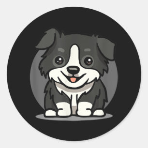 Cute Kawaii Border Collie Chibi Classic Round Sticker