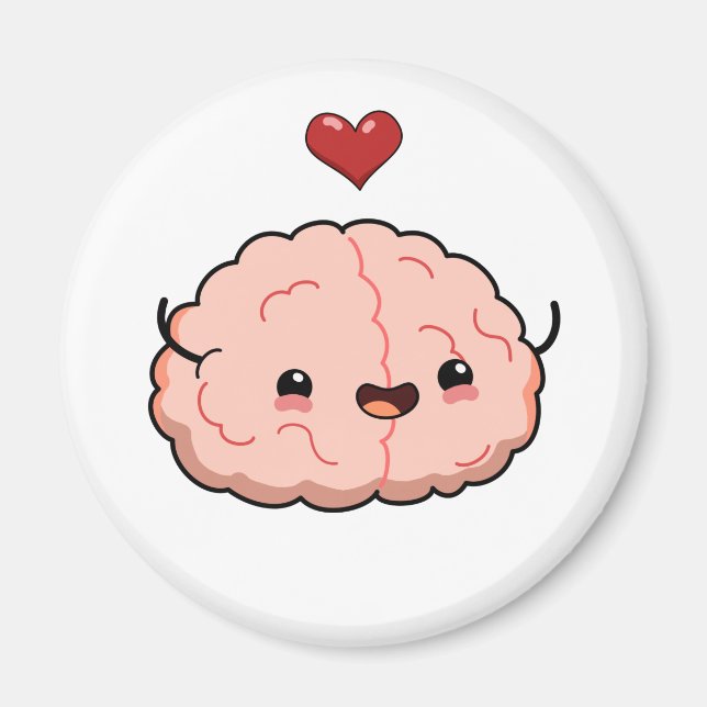 Cute Kawaii Brain Magnet (Front)